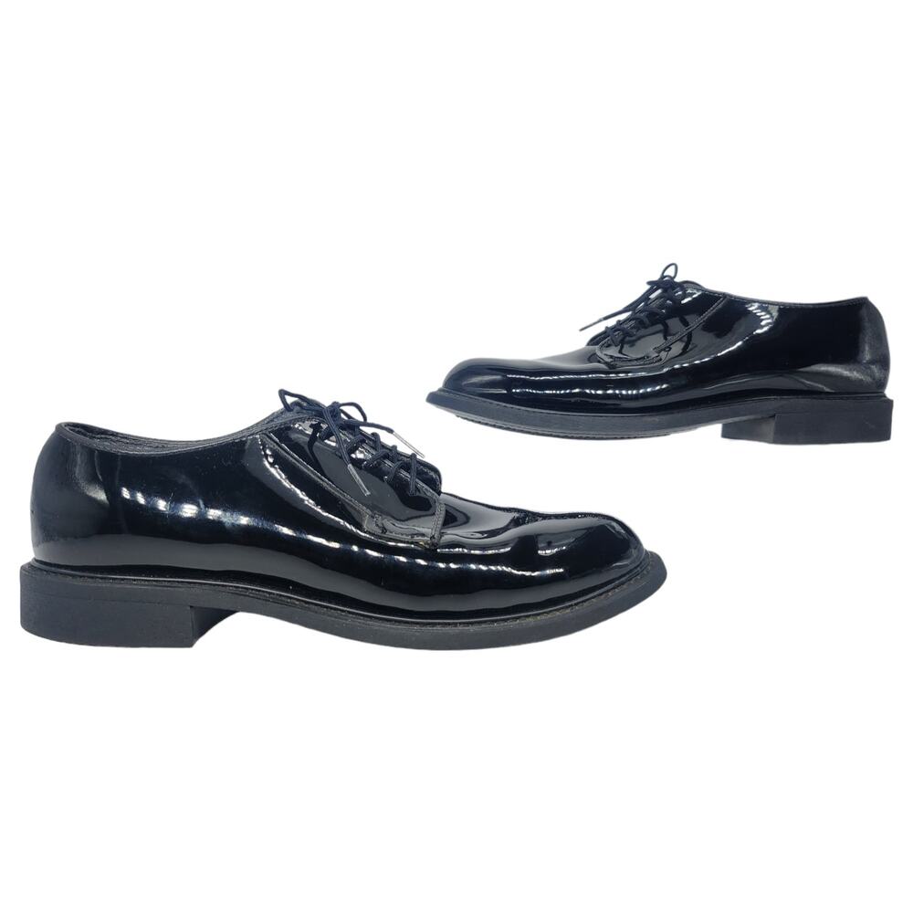 Bates Shoes Mens 10 D Black High Gloss Dress Oxfords Military Uniform Vibram